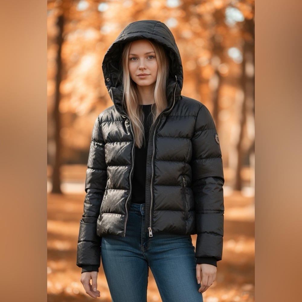 Deal❄️🥶 Black HOODED Down Ski Puffer Jacket NWT